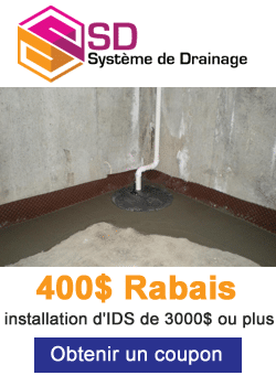 Système de Drainage Intérieur 400$ de Rabais Sur Système a 3000$